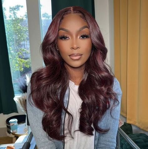 19 Gorgeous Fall Hair Colors for Black Women in 2023 Burgundy Black Women Hair, Middle Part Burgundy Sew In, Burgundy Brown Hair Color On Black Women, Deep Red Hair Black Women, Cherry Coke Hair Color On Black Women, Dark Red Hair Color Black Women, Cherry Cola Hair Color On Black Women, Dark Red Hair On Black Women, Burgundy Hair Makeup