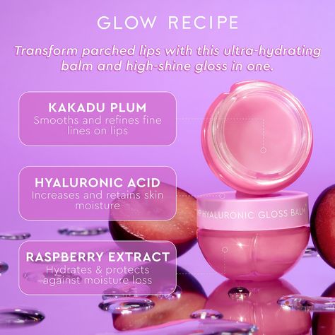 Plum Plump Hyaluronic Acid Lip Gloss Balm - Glow Recipe | Sephora Glow Recipe Plum Plump, Plum Plump, Hyaluronic Acid Lips, Overnight Lip Mask, Hyaluronic Acid Moisturizer, Natural Lip Gloss, Lip Gloss Balm, Glow Recipe, Flavored Lip Balm