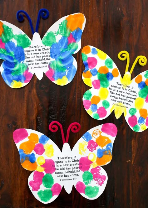 New Creation Craft, Butterfly Craft Preschoolers, New Beginnings Crafts For Kids, Cute Butterfly Craft, Prek Butterfly Crafts, March Childrens Church Lessons, Summer Church Crafts For Kids, Preschool May Crafts, Butterfly Crafts For Preschoolers