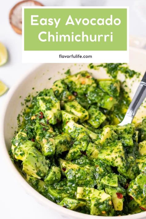 Elevate your tacos with this avocado chimichurri sauce – a twist on the classic chimichurri sauce with avocado. This avocado chimichurri recipe is perfect as toppings for tacos and adds a fresh, vibrant flavor. Learn how to make chimichurri with avocado for a delicious and unique avocado sauce for tacos. Avocado Sauce For Tacos, Sauce With Avocado, Sauce For Tacos, Recipe For Tacos, How To Make Chimichurri, Avocado Chimichurri, Easy Sauce Recipe, Easy Salad Dressing Recipes, Chimichurri Recipe