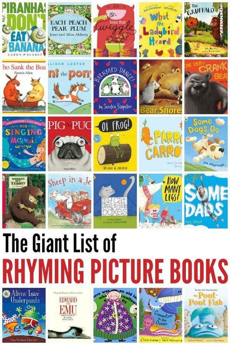 Check out this GIANT list of rhyming picture books for kids of all ages to enjoy! The ability to recognise and manipulate rhyme is an important skill for pre- and beginning readers. Picture Books For Kids, Rhyming Pictures, Rhyming Activities, Beginning Readers, Rhyming Books, Kindergarten Books, Read Aloud Books, Preschool Literacy, Mentor Texts