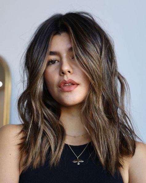 23 Trendy Mid Length Haircut Ideas for 2025: Layers, Bangs, Styles for Straight, Wavy, and Curly Hair Mid Long Length Hair With Layers, Wavy Mid Length Hair With Layers, Mid Hair Cuts For Women, Mid Length Haircut Ideas, Mid Length Straight Hairstyles, Mid Length Haircut For Thick Hair, Brunette Mid Length Hair, Mid Length Wavy Haircuts, Black Hair Layers