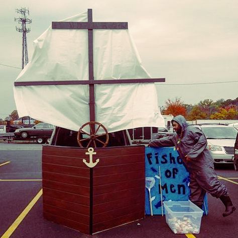 Trunk or Treat Fishers of Men Fisher Of Men Trunk Or Treat, Fishers Of Men Trunk Or Treat Ideas, Mayflower Ship, Pumpkin Sculpting, Fishers Of Men, Fall Festivals, Treat Ideas, Walk On Water, Trunk Or Treat