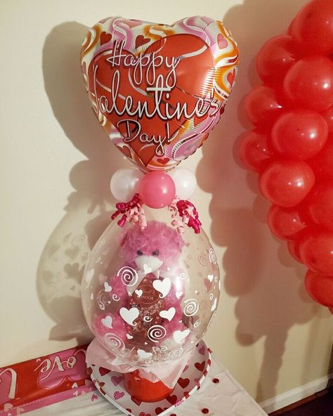 The balloon is filled with love! Inside is a stuffed animal, chocolates, and mini wine bottles. Stuffed Balloons, Balloon Gifts, Beautiful Balloons, Valentines Balloons, Animal Ideas, Mini Wine Bottles, Clear Balloons, Balloon Gift, Valentines Gift