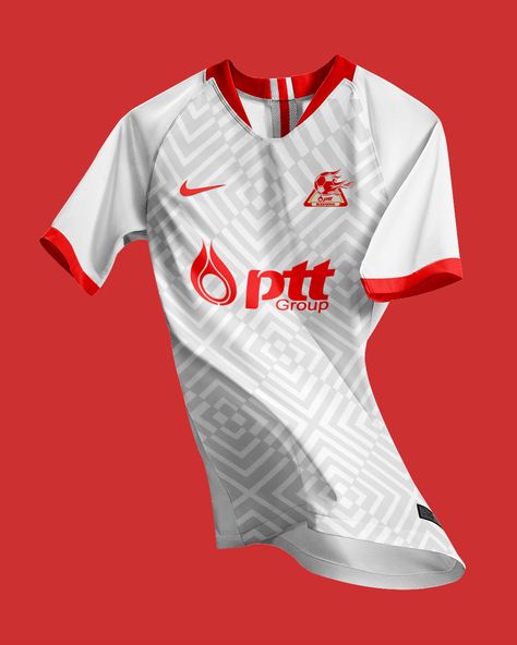 PTT Rayong | Kit Concept on Behance Jersey Futsal Printing Design, White Jersey Design, Jersey Futsal, Football Shirt Designs, Sport Shirt Design, Sports Jersey Design, Graphic Design Fashion, Soccer Outfits, Soccer Uniforms