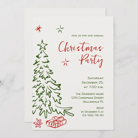 Feel free to contact me if you need any help or new item. I respond soon. Diy Christmas Party Invitations, Green Christmas Party, Bday Brunch, Drawn Tree, Christmas Party Host, Diy Christmas Party, Christmas Party Invitation Template, Xmas Dinner, Holiday Party Invitation