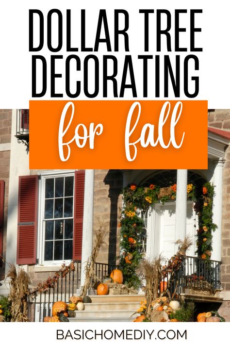 Upgrade your outdoor fall decor. Cheap fall decorating ideas from The Dollar Tree. Fall Decor For Outside Yards, Outdoor Fake Flower Pot Ideas Fall, Simple Fall Patio Decor, Inexpensive Fall Porch Decor, Large Porch Fall Decorating Ideas, November Outdoor Decor, Back Patio Fall Decorating Ideas, Exterior Fall Decorations, Dollar Tree Fall Porch Decor Ideas