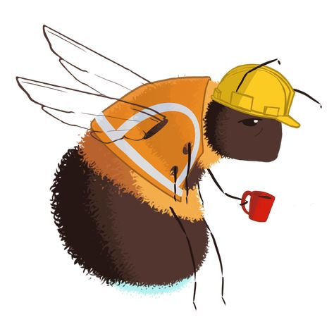 Construction Worker Bumble Bee Art, Drawing Bee Art Drawing, Bumble Bee Art, Bee Drawing, Worker Bee, Hot Wheels Garage, Bee Illustration, Bee Sticker, Bee Art, Construction Worker