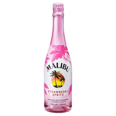 Malibu Strawberry Spritz Is The Fizzy, Rum-Based, Millennial Pink Drink Of The Summer Janecore Aesthetic, Guava Drink, Pink Malibu, Vodka Slush, Malibu Drinks, Malibu Coconut, Flavored Rum, Pretty Alcoholic Drinks, Malibu Rum