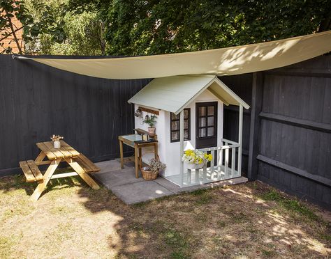 kids play zone, DIY wendy house decor Wooden Playhouse Makeover Interior, Diy Wendy House, Small Playhouse Interior, Outdoor Playhouse Interior Ideas, Wooden Playhouse Makeover, Kids Garden Playhouse, Small Garden Decor, Playhouse Interior Ideas, Kids Wooden Playhouse