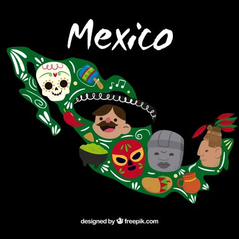 Fondo plano de mapa mexicano con elementos vector gratuito | Premium Vector #Freepik #vector #fondo #diseno #mapa #fondo The Finder, Mexico Design, Map Background, Maputo, Free Vectors, Premium Vector, Paper Flowers, Graphic Resources, Cute Art