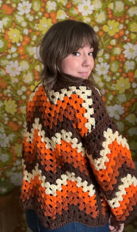 The Foxy Autumn Cardigan Crochet Pattern PDF Download - Etsy Crochet Sweater Fall Colors, Autumn Crochet Sweater, Autumn Crochet Ideas Clothes, Vintage Halloween Crochet, Crochet Colorwork Sweater, Fall Crochet Cardigan, Crochet Autumn Sweater, Crochet Trends 2024, Mcm Crochet