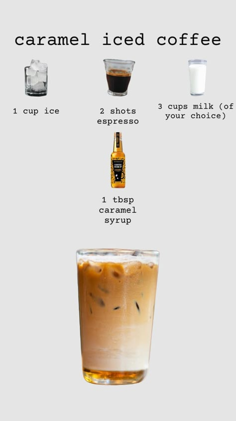 simple caramel iced coffee recipe Iced Coffee Caramel Recipe, Caramel Mocha Iced Coffee, Iced Coffee Ingredients, Caramel Ice Coffee Recipe, How To Make A Starbucks Iced Carmel Macchiato At Home, Basic Iced Coffee Recipe, Simple Iced Coffee At Home, Homemade Caramel Iced Coffee, How To Make Caramel Coffee