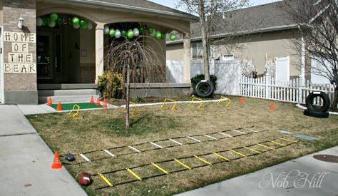 Football Birthday Party Ideas, Obstacle Course -  Nob Hill Flag Football Party, Kids New Years Eve Party, Football Birthday Party Ideas, New Years Eve Party Games, Cheerleader Birthday, Kids New Years Eve, Kids Obstacle Course, Sports Theme Birthday, Football Birthday Party