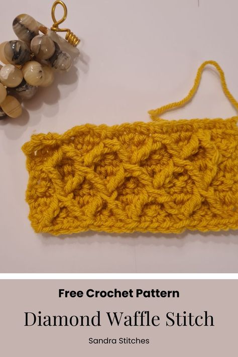 a photo of the diamond stitch  as a sample  for a tutorial Crochet Diamond Stitch, Diamond Stitch Crochet, Crochet 3d Stitch, Crochet Diamond, Step By Step Crochet, Waffle Stitch, Stitch Tutorial, Stylish Scarves, Learn How To Crochet