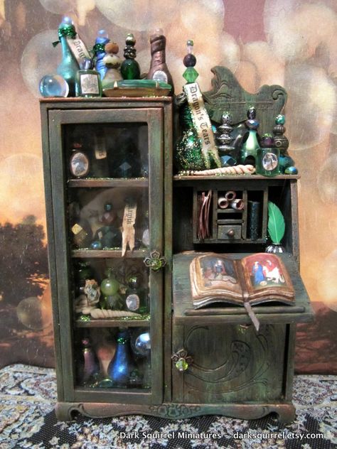 a witches cabinet pics | ... Miniature Asylum ~: Wizards, Witches and a sneak peek Witchy Cabinet, Halloween Shadow Box, Halloween Apothecary, Haunted Dollhouse, Fairy Furniture, Halloween Miniatures, Haunted Dolls, Miniature Rooms, Witch House