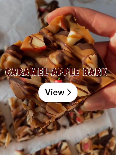 Lemon8 · Caramel apple bark 🍎 · @Silvana Caramel Apple Bark, Apple Bark, Caramel Apple, Caramel Apples, Caramel, Bread, Drinks