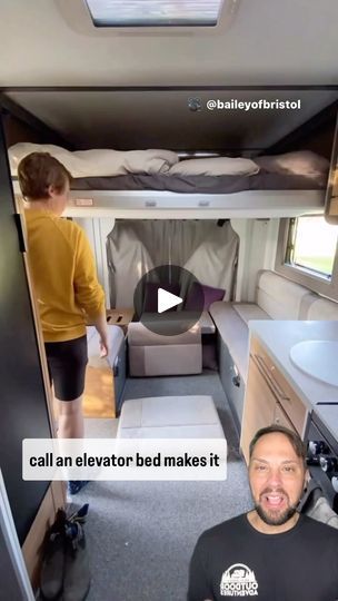 14K views · 946 reactions | An elevator bed is a great space saving design for a small caravan, camper, van, or RV. Thank you @baileyofbristol for the demonstration. #caravan #camper #rv #camping | Patrick Botticelli | patrick_njoa · Original audio Elevator Bed, Dream Camper, Small Caravans, Camper Beds, Space Saving Design, Van Build, Rv Camping, Camper Van, Caravan