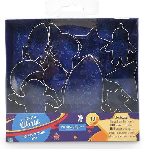 Amazon.com: Handstand Kitchen Rockets and Planets 10-piece Cookie Cutter Assortment: Home & Kitchen Space Party Food Ideas, Space Themed Food, Space Party Food, Rocket Ship Cakes, Silicon Utensils, Space Party, Baking Set, Handstand, Inspiration For Kids