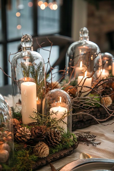 Rustic wedding centerpieces capture natural beauty with wood, mason jars, and burlap details. See more ideas here. Woodsy Chic Wedding, Rustic Succulent Wedding, Winter Forest Wedding Centerpieces, Woodland Sweetheart Table, Winter Garden Wedding Theme, Moss Themed Wedding, Rustic Winter Wedding Table Decor, Forest Wedding Table Setting, Pine Centerpiece Wedding