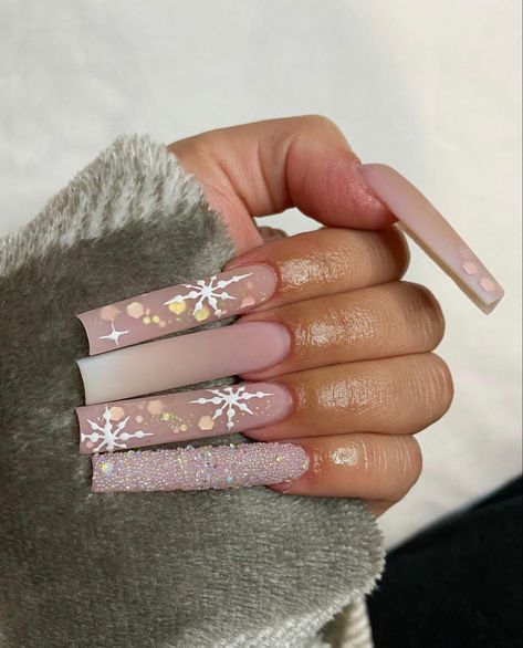 Trend Prediction, White Christmas Nails, Beige Nails Design, Long Acrylic Nail Designs, Nail Trend, Dope Nail Designs, Long Acrylic Nails Coffin, Christmas Nails Acrylic, Long Square Acrylic Nails