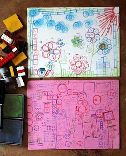 Filth Wizardry: Stamping with Lego and craft foam Lego Stamping, Prek Art, Messy Art, Craft Foam, Library Art, Creative Curriculum, Image Paper, Kindergarten Art, Stamping Ideas