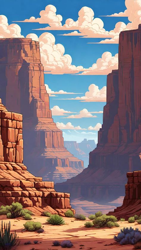 Art Paint Wallpapers, Desert Landscape Illustration, Desert Digital Art, Perspective Landscape Drawing, Desert Concept Art, Backgrounds Drawing, Land Scapes, Desert Background, Illustration Wallpaper