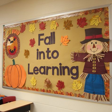 9 Fall Bulletin Board Ideas to Inspire Your Creativity Change Bulletin Board Ideas, Preschool Fall Classroom Decorations, Primary School Bulletin Boards, Scare Crow Bulletin Board Ideas, Fall Bulletin Boards With Student Work, Welcome Fall Bulletin Board Ideas, Bulletin Boards For November, Outdoors Bulletin Board Ideas, Classroom Fall Decor Ideas