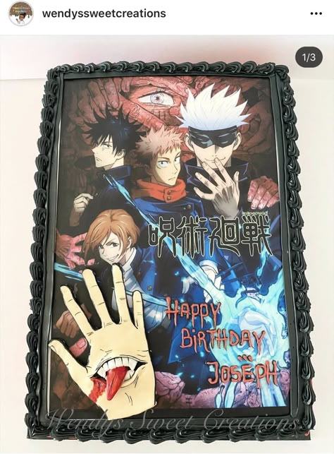 Jjk Cake Ideas, Jujutsu Kaisen Birthday Party, Jjk Birthday Cake, Jujutsu Kaisen Cakes Birthday, Gojo Satoru Cake Design, Jujutsu Kaisen Cake, Bleach Anime Birthday Cake, Anime Birthday Party, Anime Birthday Cake Ideas One Piece