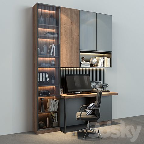 3d models: Office furniture - Cabinet Furniture 098 Wallpaper Bedroom Ideas, Wallpaper Bedroom Aesthetic, Off White Wallpaper, Aesthetic Bedroom Design, Women Home Decor, Construction Bedroom, Home Office Furniture Design, Home Study Rooms, Contemporary Office Design