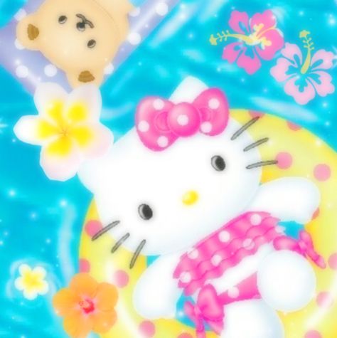 Coconut Dream, Barbie Summer, Charmmy Kitty, Summer Icon, Hello Kitty Backgrounds, Iphone App Layout, Hello Kitty Iphone Wallpaper, Kitty Wallpaper, Tropical Theme