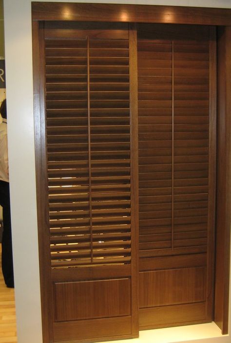 sliding louver door Sliding Shutters Wardrobe, Sliding Louvered Doors, Louver Doors Ideas, Louver Door Wardrobe, Door With Louvers, Wooden Louvers Windows, Louver Shutter Wardrobe, Louvered Bypass Doors, Louvered Door Ideas