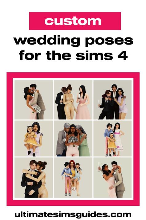 If you want the perfect screenshots of your sims on their wedding day you need custom wedding poses. These sims 4 custom wedding poses are perfect and will make you so happy! Sims 4 Cc Wedding, Sims Love, Vampire Wedding, Party Poses, Toddler Poses, Wedding Party Poses, Toddler Parties, Two Brides, Sims 4 Toddler