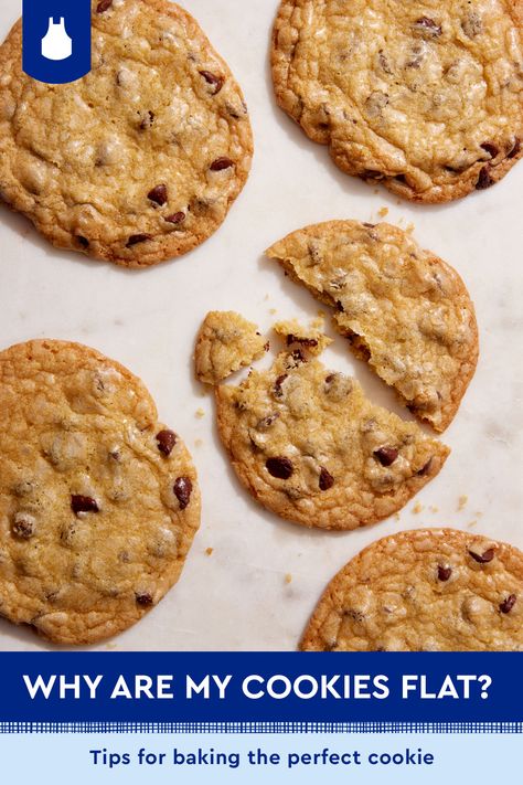 It’s happened to everyone. Your pans were prepared and your expectations were high, but for some reason, your cookies came out flat. What happened? There are a few possible explanations for flat cookies. Before you start over, run through this list. Remember: don’t be too hard on yourself! There’s no use crying over a flat cookie. What Went Wrong With My Cookies, Why Cookies Come Out Flat, Why Do My Cookies Go Flat, Why Are My Cookies Flat, Flat Cookies, Only God Knows Why, Tollhouse Cookies, Only God Knows, Perfect Cookie