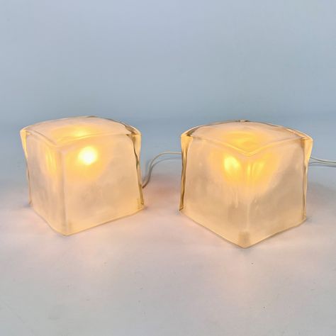 Listed on VNTG.com: Set of 2 Ice Cube Table Lamps by Ikea, 1990s | #vntg #vintage Ikea Cube, Ikea Wall Lamp, Ikea Cubes, Orange Table Lamps, Vintage Ikea, Ikea Wall, Cube Lamps, Cube Table, Art Deco Desk