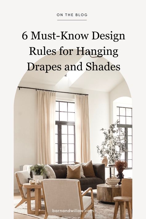 Hanging Drapes High, Drapes For High Windows, How High To Hang Curtains Above Window, Shades And Drapes Together, Double Hung Window Treatments, How To Hang Drapes, Bedroom Curtains Master Window Treatments, Picture Window Treatments, Living Room Window Treatments