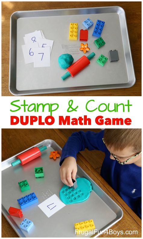 Engaging, Hands-on DUPLO Math Games that Kids will LOVE! - Frugal Fun For Boys and Girls Preschool Math Games, Prek Math, Math Games For Kids, Math Game, Math Activities Preschool, Homeschool Math, Preschool Games, Preschool Learning Activities, Preschool Math