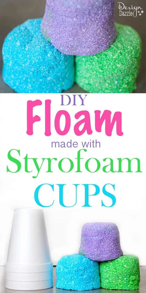 Floam Recipe, How To Make Floam, Diy Floam, Arts And Crafts Ideas, Styrofoam Crafts, Arts And Crafts For Teens, Styrofoam Cups, Easy Arts And Crafts, Cup Crafts