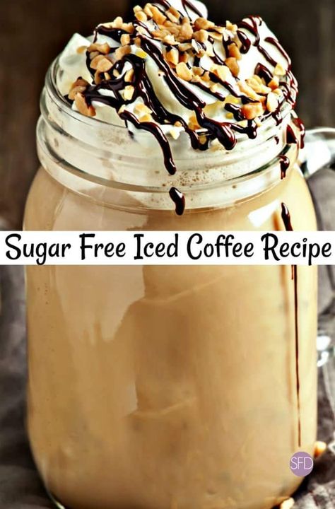 Sugar Free Iced Coffee Recipe, Sugar Free Iced Coffee, Coffee Macchiato, Sugar Free Chocolate Syrup, Iced Coffee Recipe, Sugar Free Drinks, Creamer Recipe, Sugar Free Syrup, Coffee Recipe