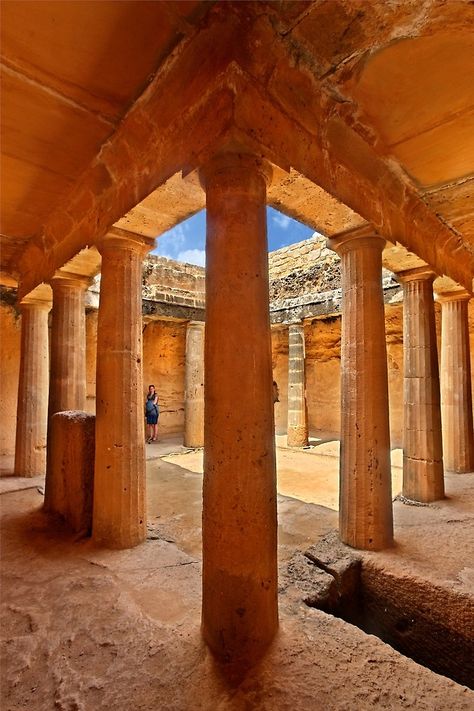 "Tombs of the Kings - Paphos, Cyprus" by Hercules Milas | Redbubble #Cyprus #Cypriot #Paphos #Pafos #tombs #of #the #kings #ancient #antiquity #archeology #archaeological #site #sites #Unesco #World #Heritage #columns #pillars #tomb #grave #underground #architecture #architectural #culture #cultural #atmosphere #atmospheric #impressive #important #spectacular #travel #destination #destinations #sight #sights #sightseeing #attractions #unique #majestic #preserved #Mediterranean #island #islands Cyprus Culture, Cyprus Architecture, Cypriot Culture, Paphos Cyprus Aesthetic, Paphos Cyprus, Cyprus Aesthetic, Cyprus Paphos, Ancient Tomb, Enchanted Island