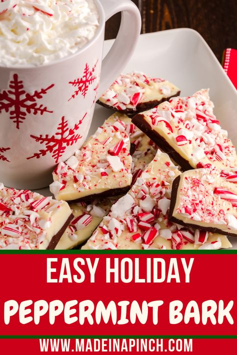 Love peppermint bark? Check out this easy 3 ingredient peppermint bark recipe for this delicious holiday treat! #Christmas #holiday #recipes #peppermintbark Easy Peppermint Bark, Christmas Peppermint Bark, Peppermint Bark Recipe, Peppermint Bark Recipes, Crushed Peppermint, Chocolate Peppermint Bark, Bark Recipe, Peppermint Bark, Holiday Candy