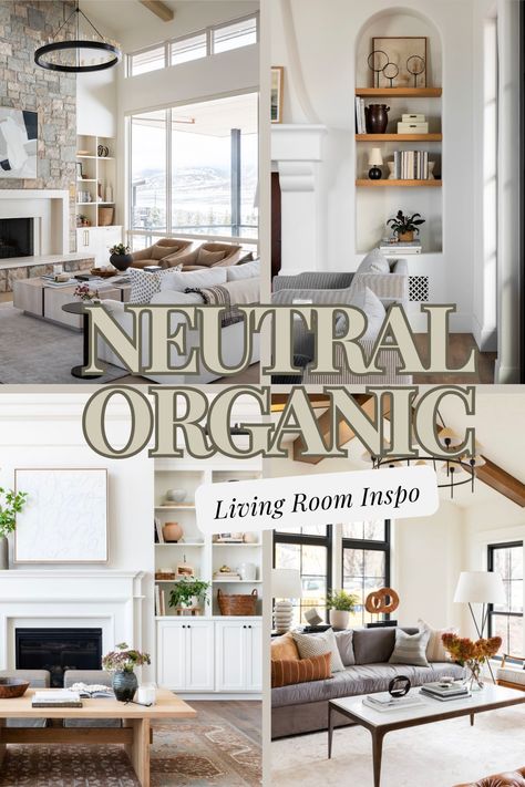 Neutral Living Room Inspiration with tons of photos to inspire you! Neutral Home Decor Inspiration, White Couch Earthy Living Room, Neutral Family Room With Pop Of Color, Neutral Living Room Decor Earth Tones, Natural Living Rooms, Neutral Cozy Living Room, Nature Inspired Living Room, Bright Living Room Decor, Neutral Living Room Decor