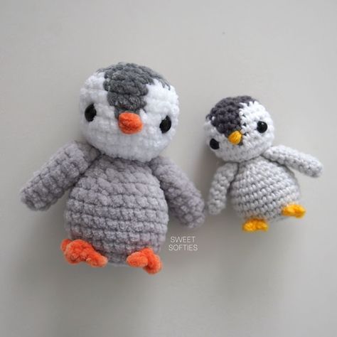 No-Sew Pocket Penguin · Free Amigurumi Crochet Pattern - Sweet Softies Penguin Free Crochet Pattern, Pocket Crochet Animals, Easy Crochet Penguin, Crochet Patterns Penguin, Crochet Plushies Pattern Free Penguin, Crochet Tiny Penguin Free Pattern, Penguin Plushie Crochet, Penguin Pattern, Crochet Penguin