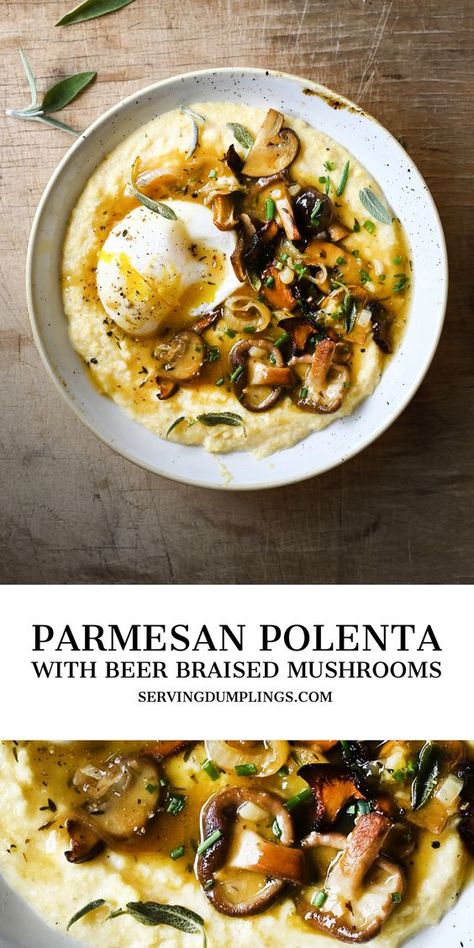 Polenta Party, Polenta Squares, Polenta With Mushrooms, Serving Dumplings, Parmesan Polenta, Polenta Recipe, Sautéed Mushrooms, Polenta Recipes, Creamy Parmesan