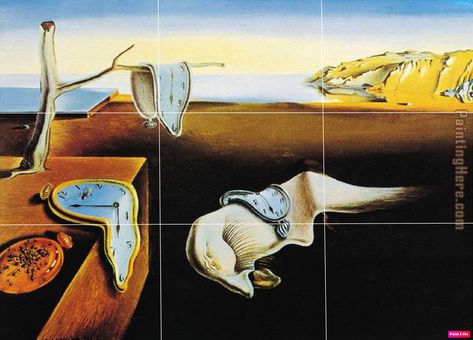 This remarkable painting by Salvador Dali, is an example of the "Rule of Thirds." The main subject (clock) is located on the left-hand side and then the second subject is centered in the middle of the painting representing the second section. The eyes are drawn to the left side and then moves across the painting left to right. Rule Of Thirds Drawing, Michael James Smith, The Rule Of Thirds, Cubist Movement, Memory Pictures, Dog Movies, Cinema Experience, Surreal Artwork, This Heat