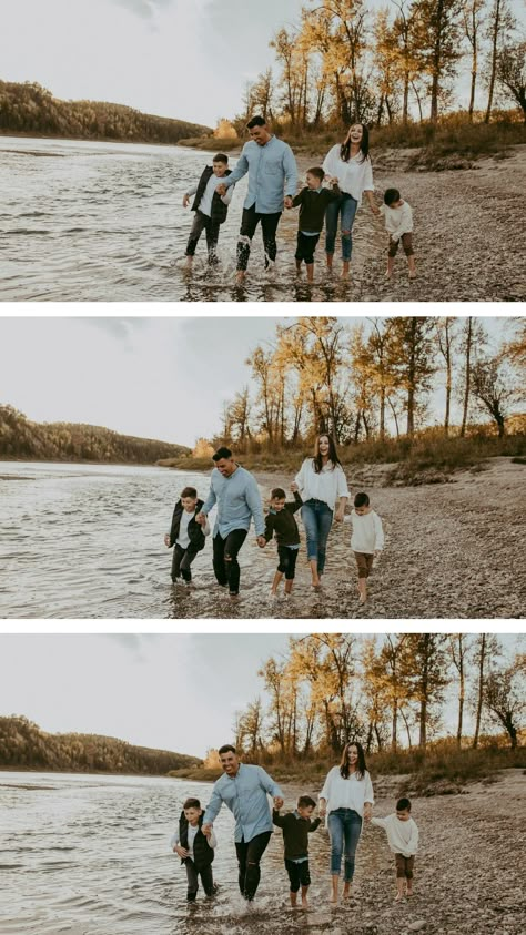 Outdoor photoshoot • family photoshoot • family fall photos • family river photos • Forever 22 Photography Family Mountain Photoshoot Outfits, Fall River Family Pictures, Family Pictures In Creek, Family Pictures Mountains Fall, Fall Family Pictures By Lake, River Photoshoot Ideas Family, Lake Pictures With Family, Family Pictures By River, Family River Pictures