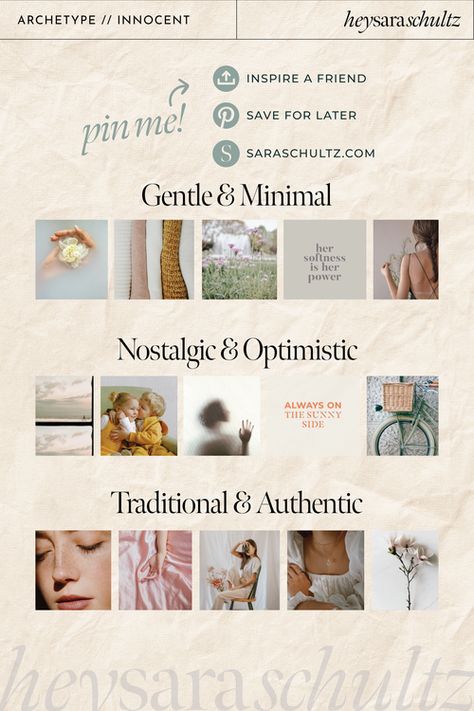 Innocent Archetype, Seek Happiness, Author Branding, Feminine Energy Aesthetic, Brand Archetypes, Conscious Business, Branding Tools, Classic Style Outfits, Branding Mood Board