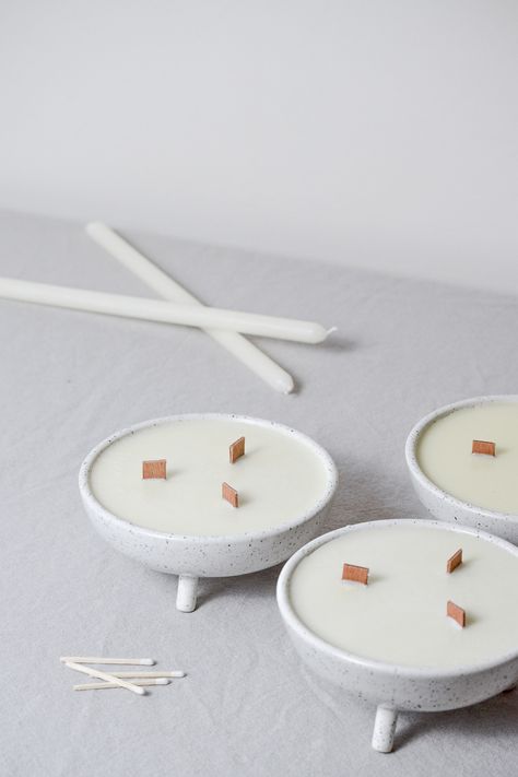 peg-leg ceramic candles Speckled Candles, Ceramic Candle Jar, Organic Ceramics, Air Dry Clay Projects, Lovely Quotes, Candle Art, Ceramics Ideas, Wooden Wick, Ceramics Ideas Pottery