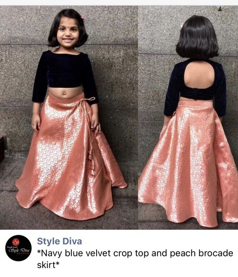 Kids Skirt Top Designs, Crop Top Lehenga For Kids, Velvet Blouse Design, Indian Dresses For Kids, Diwali Outfit, Kids Party Wear Dresses, Kids Dress Collection, Kids Blouse Designs