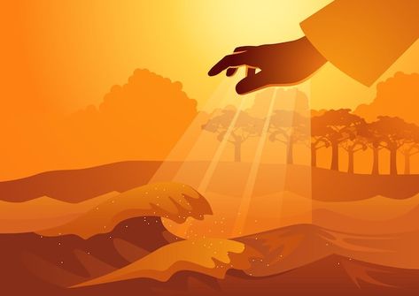 Creation Of The World, Church Media Design, Jesus Artwork, Sea Plants, Dry Land, Vector Character Design, God Made You, Ancient Statues, Church Banners